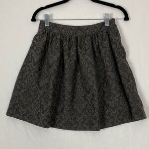 Zara Gathered Mini Skirt Long Damask Gray Pattern